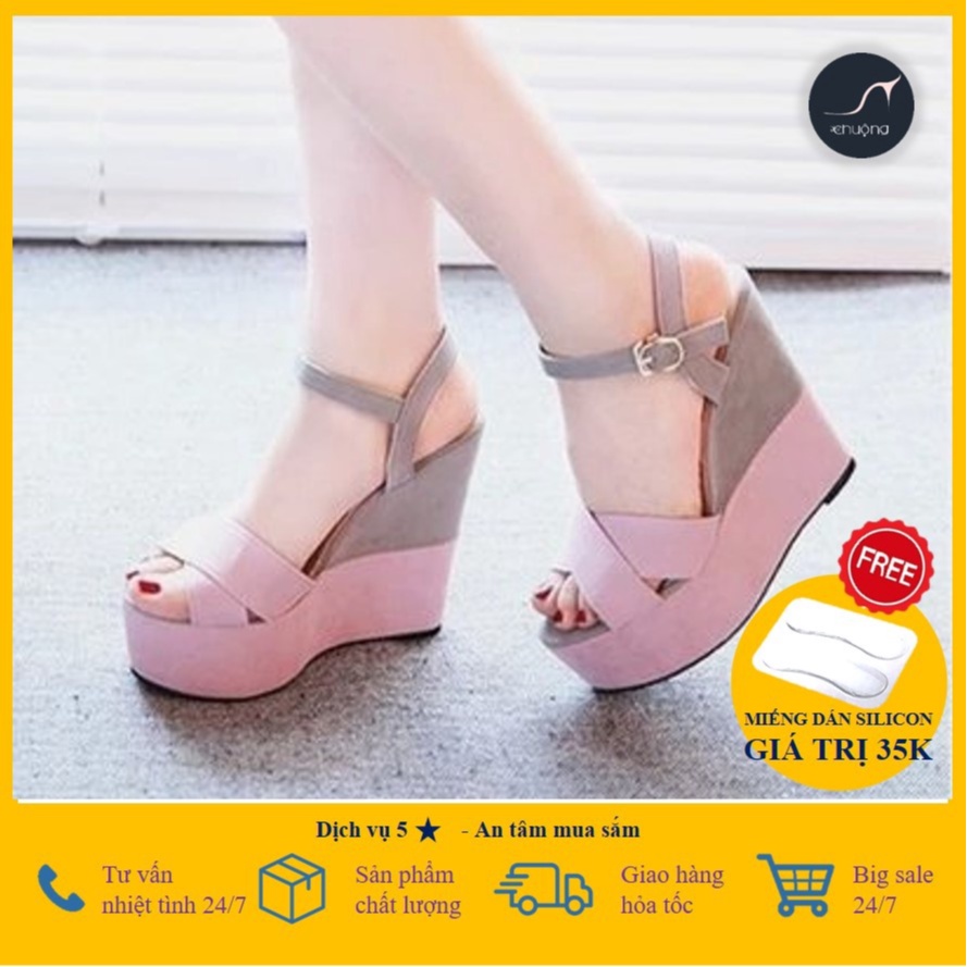 [ ẢNH THẬT ] GIÀY ĐẾ XUỒNG NỮ SANDAL QUAI ĐAN CHÉO BẢNG TO THỜI TRANG HÀN QUỐC 10cm