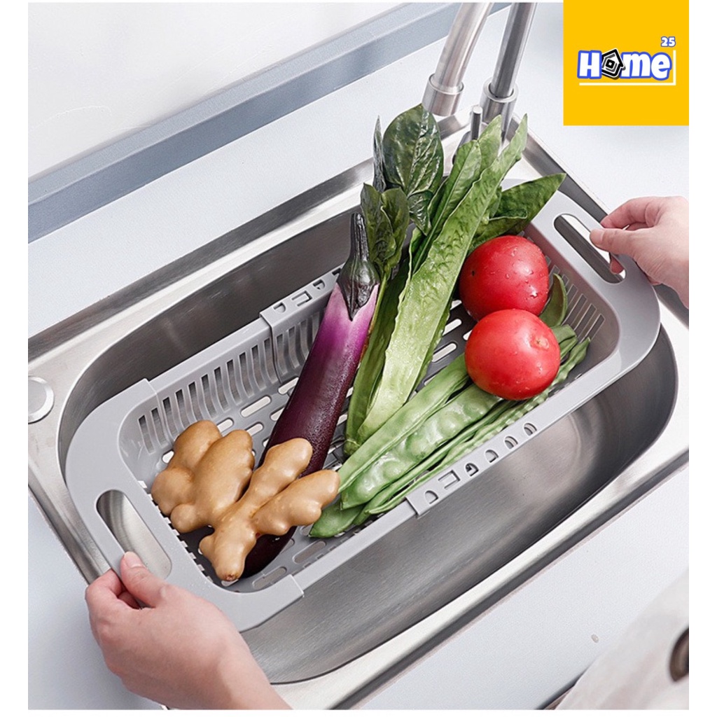 Rổ gác bồn rửa chén bát, rổ rửa rau củ gác bồn rửa chén đa năng nhựa dẻo màu trắng