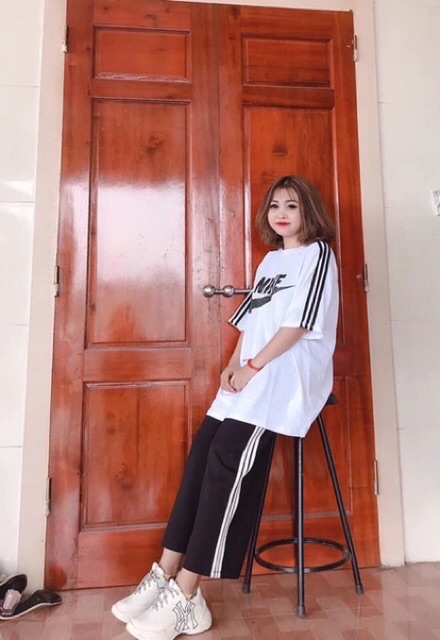 Sét bộ quần áo thể thao quần sọc dáng suông