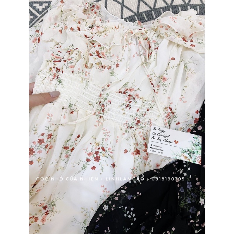 Váy Trễ Vai Hoa Nhí 2 Lớp Dài Tay Bồng Bềnh Ullzzang [ẢNH THẬT+VIDEO] | BigBuy360 - bigbuy360.vn