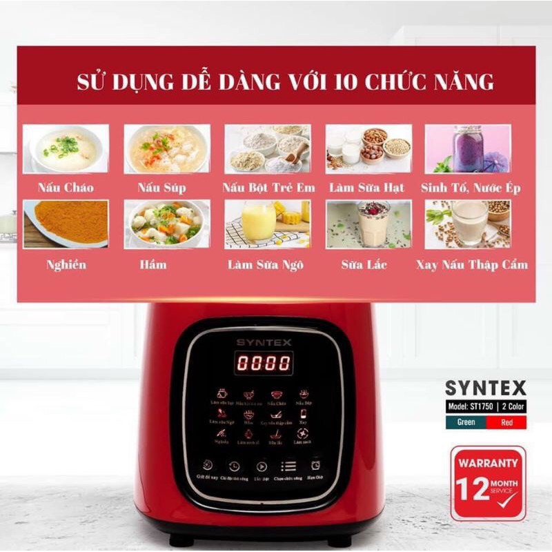 (Chính hãng BH 12 tháng)Máy xay nấu sữa hạt đa năng SYNTEX Model ST1750 ST 1750 ST-1750