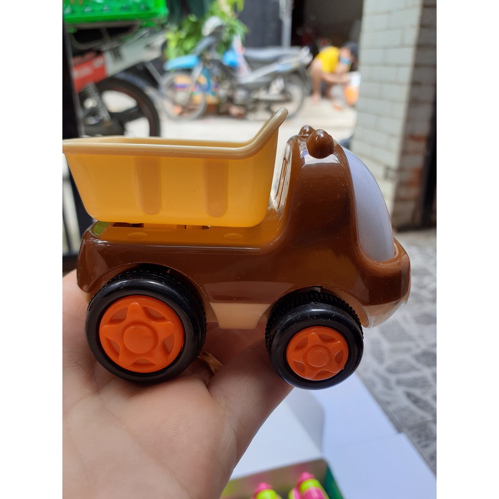 Hộp 12 xe mini Happy truck dễ thương cho bé, đồ chơi vận động, đồ chơi trẻ em, đồ chơi xe ô tô