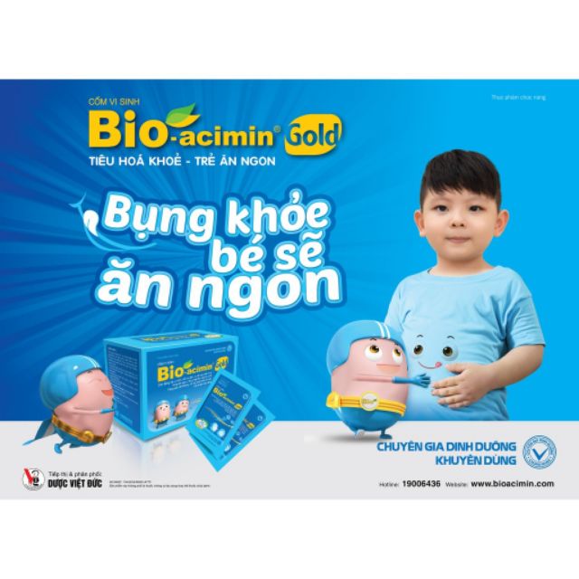 Cốm Bio-Acimin Gold giúp trẻ ăn ngon, cải thiện biếng ăn, giảm táo bón, tiêu chảy, đầy hơi (Hộp 30 gói)