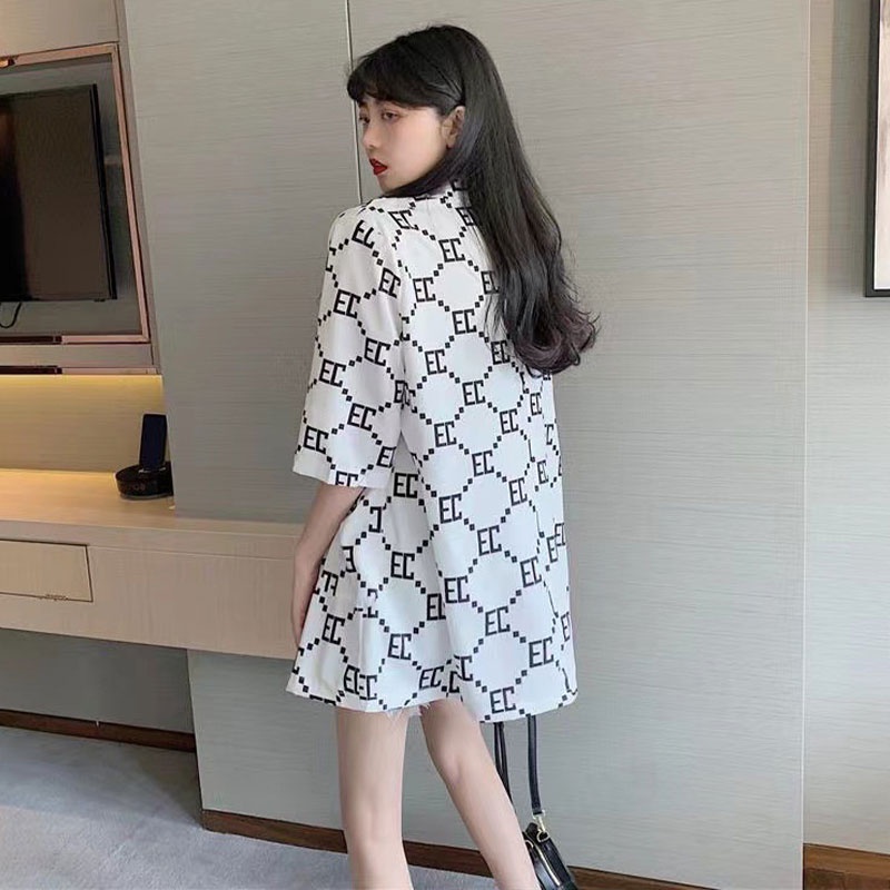 Áo khoác blazer YEYA dáng rộng in họa tiết độc đáo thời trang cho nữ