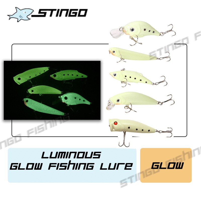 Stingo Mồi Câu Cá giả Nhân Tạo Dạ Quang Chuyên Dụng lóc bằng nhựa cứng fishing Lure Popper Minnow Pencil Crankbait VIB