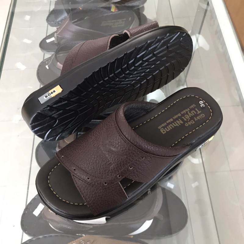 DÉP DA NAM CAO CẤP ĐẾ CAO 3cm màu nâu đỏ/vàng