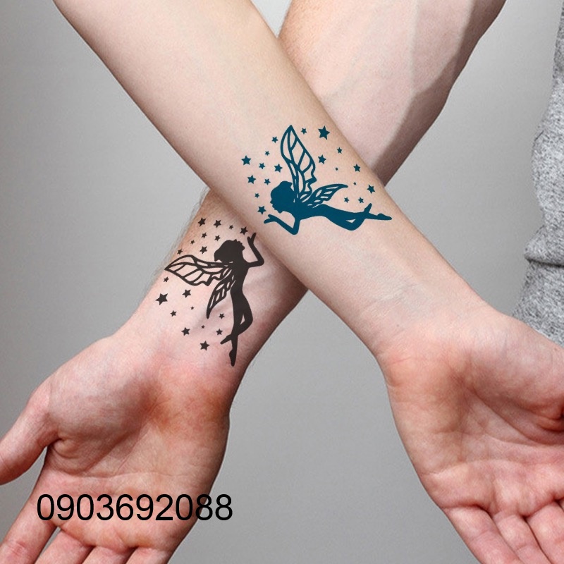 [HCM] Hình xăm dán - tattoo sticker Tinker Bell, hình xăm thiên thần, lông vũ 10.5 x 6cm