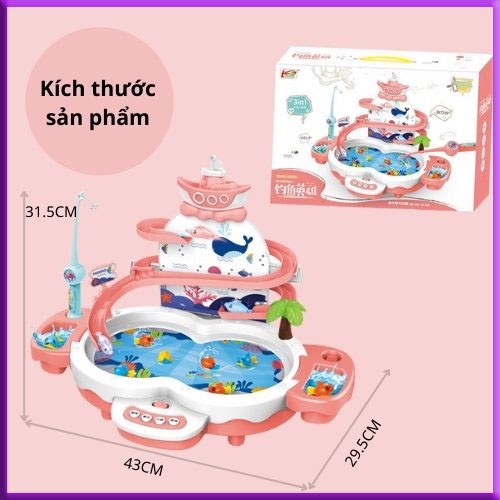 Đồ Chơi Trẻ Em Câu Cá Điện Size Lớn, Đồ Chơi Câu Cá Tháp Trượt Có Nhạc, Dùng Pin Hoặc Cắm Điện, Bảo Hành 3 Tháng