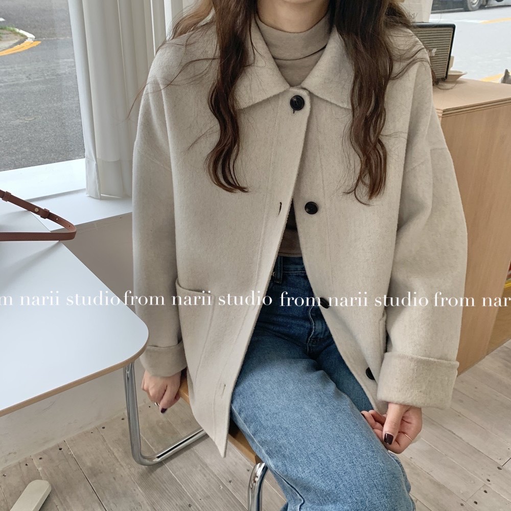 Áo khoác dạ nữ dáng dài tweed NARII dày dặn, ấm áp Hàn Quốc cao cấp