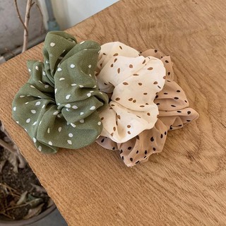 _Dây cột tóc vải scrunchies chấm bi HOT TREND
