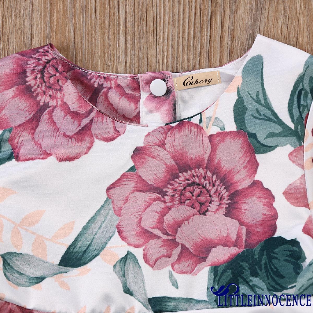 ❤XZQ-Newborn Baby Girls Long Sleeve Floral Dress Headband 2PCS Outfits Kids Clothes