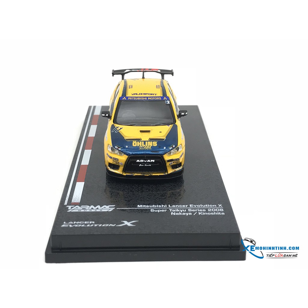 Xe Mô Hình Mitsubishi Lancer Evolution X Super Taikyu Series 2008 Nakaya / Kinoshita 1:64 Tarmac Works ( Vàng )