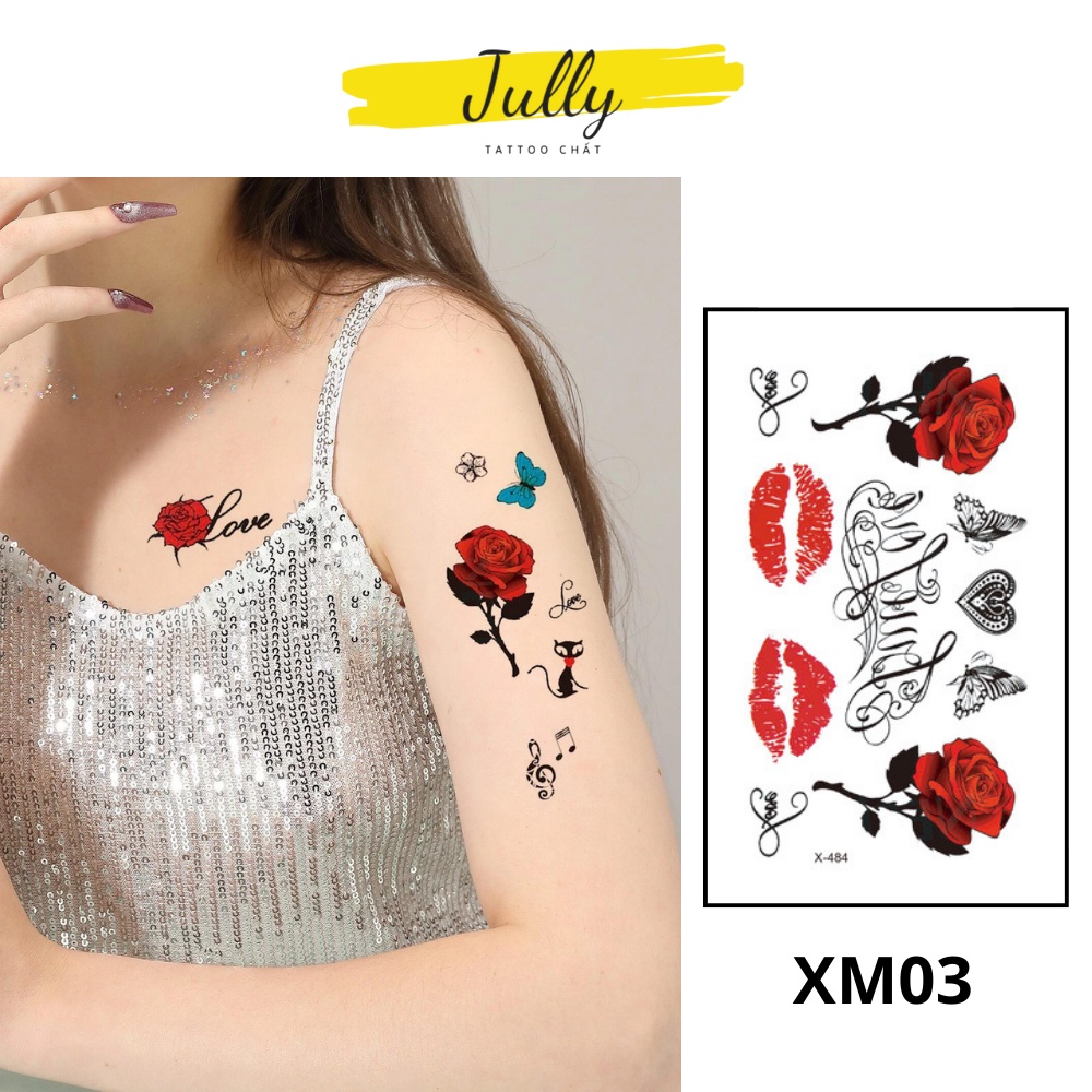Hình xăm dán tạm thời chống nước đôi môi mini cá tính JULLY Tattoo chất