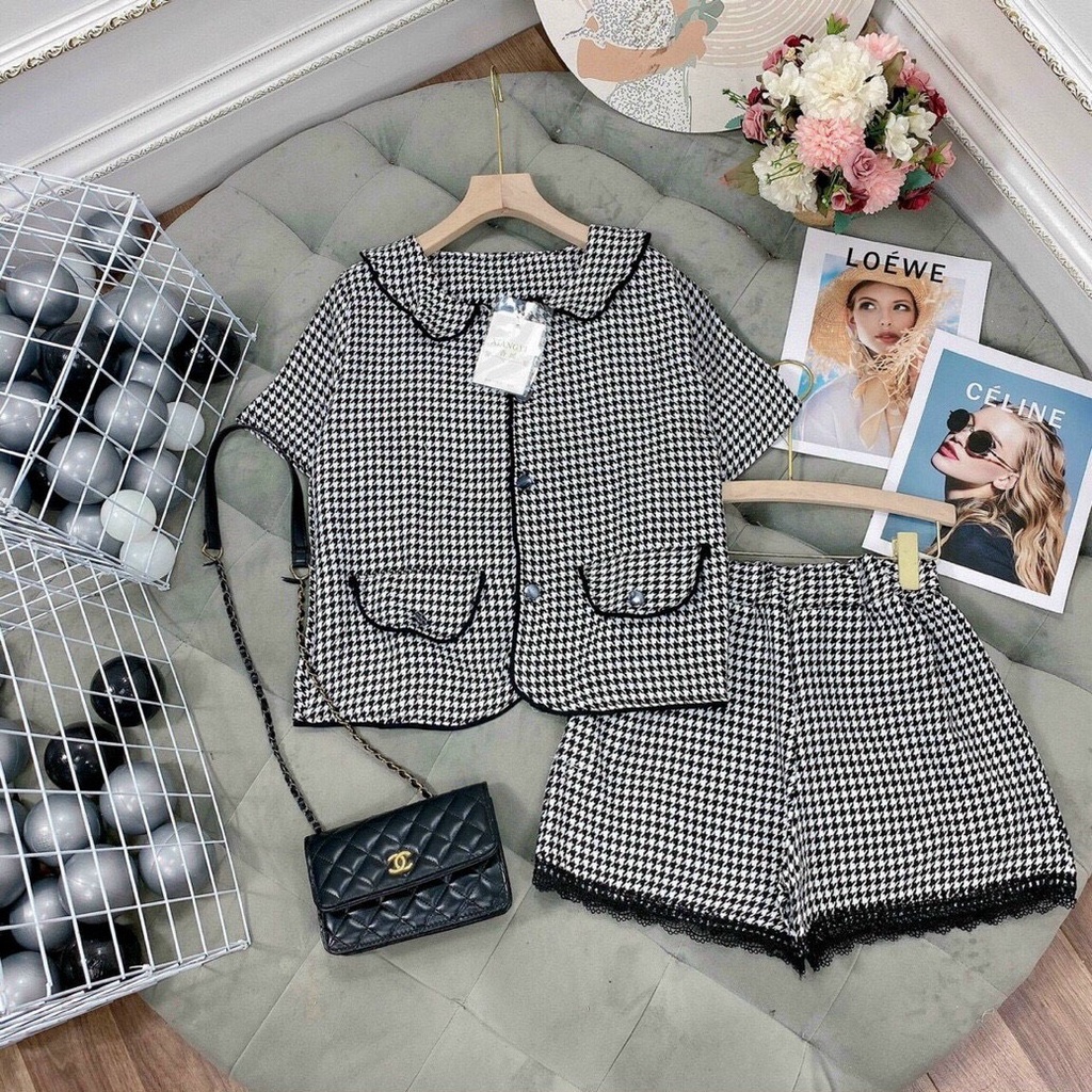 ( MIỄN PHÍ SHIP 2022) SET QUẦN ĐÙI ÁO SƠ MI, SET CARO CỔ BẺ, SET TIỂU THƯ MẶC ĐI CHƠI, SET BỘ THIẾT KẾ CARO SANG CHẢNH