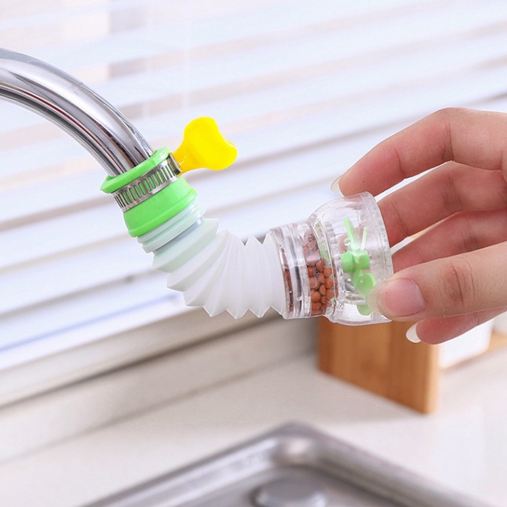 Đầu vòi lọc nước tăng áp tiết kiệm ước 360 độ, có thể kéo dài Vòi nước, có khóa cổ dê, cánh quạt KABA
