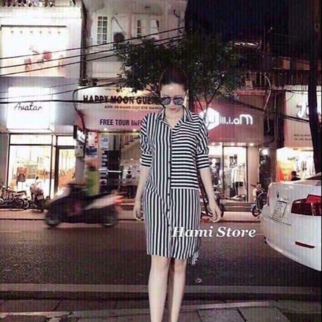 Váy suông kẻ