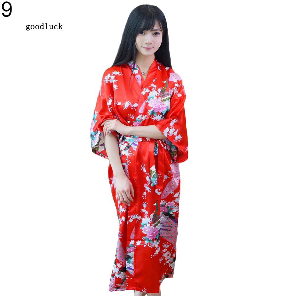Áo choàng ngủ dài in hoa kiểu kimono đẹp mắt cho nữ | BigBuy360 - bigbuy360.vn