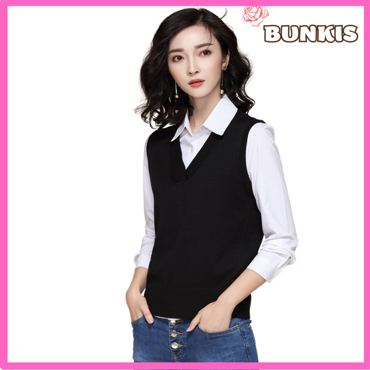 Áo len Gile nữ cổ tim, siêu ấm áp phong cách thời trang thu đông dành cho nữ | BigBuy360 - bigbuy360.vn