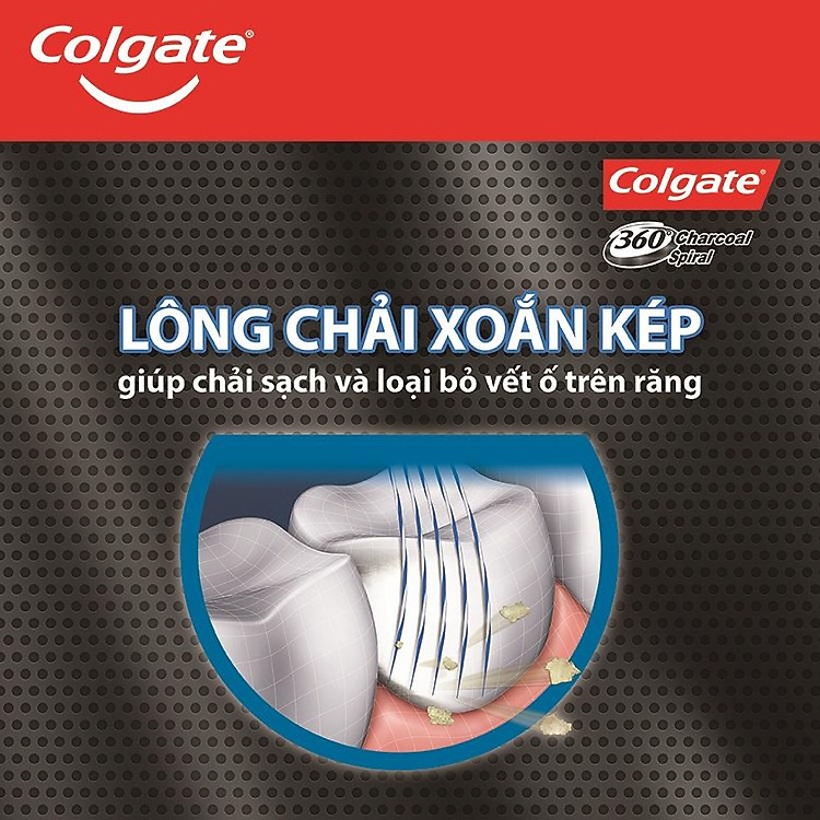 Combo 2 Bàn Chải Đánh Răng Colgate 360 Charcoal Spiral - Lông Chải Xoắn Kép Phủ Than Thế Hệ Mới