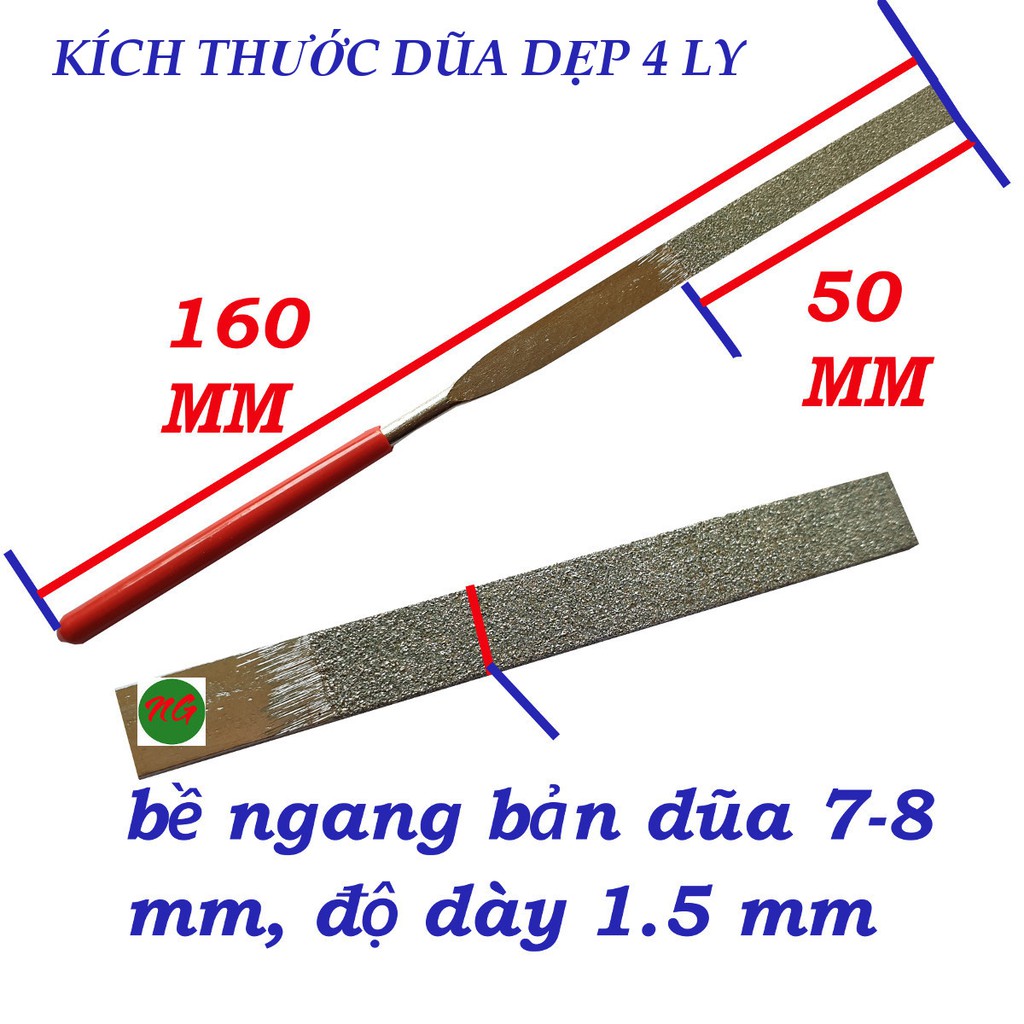 2 cây dũa dẹp hợp kim mài dũa kim loại có 3 cỡ để lựa chọn 180 x 5 - 160 x 4 - 140 x 3