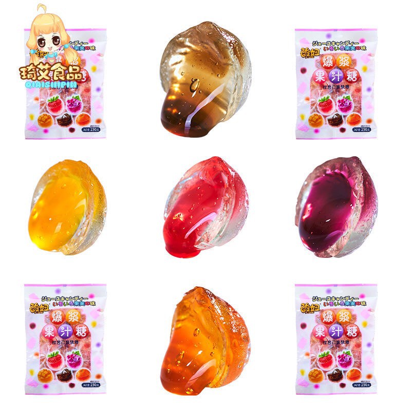 1 TÚI 125G KẸO THẠCH NHÂN CHẢY VỊ HOA QUẢ DẺO DAI THƠM NGON ĂN VẶT NỘI ĐỊA