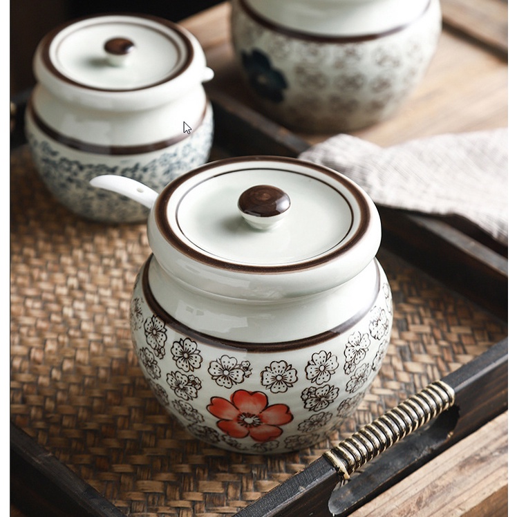Lọ Đựng Gia Vị Bằng Gốm Sứ Phong Cách Nhật Bản