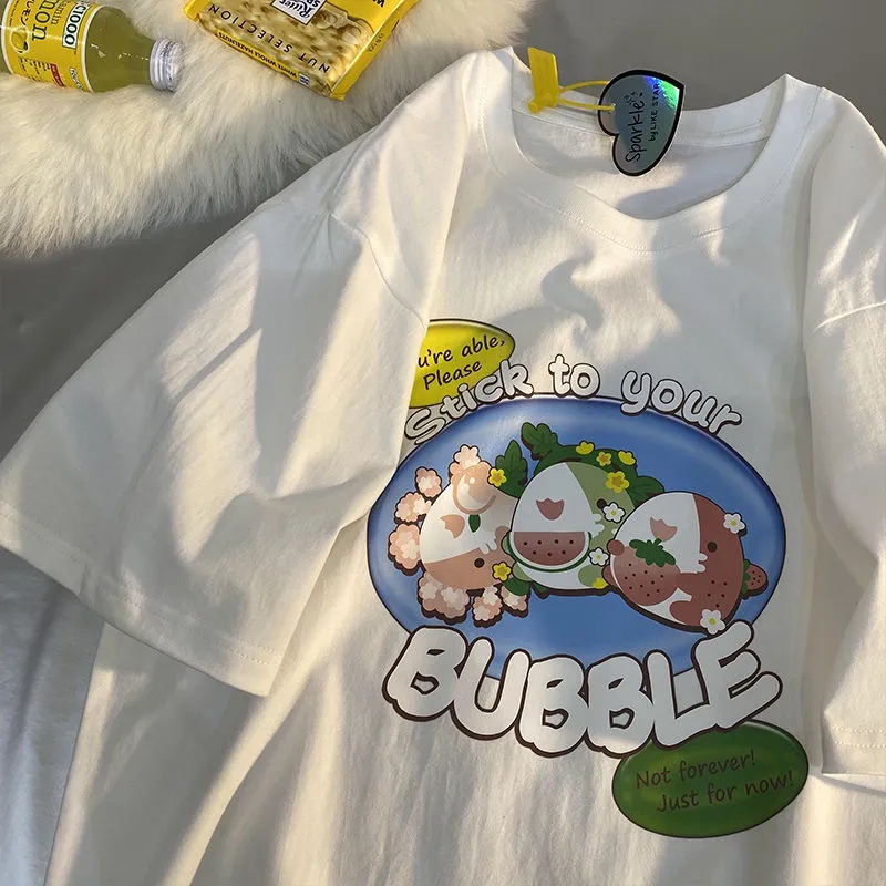 NRVP Áo Thun 100% Cotton Dáng Rộng Thời Trang Hàn Quốc Cho Nữ