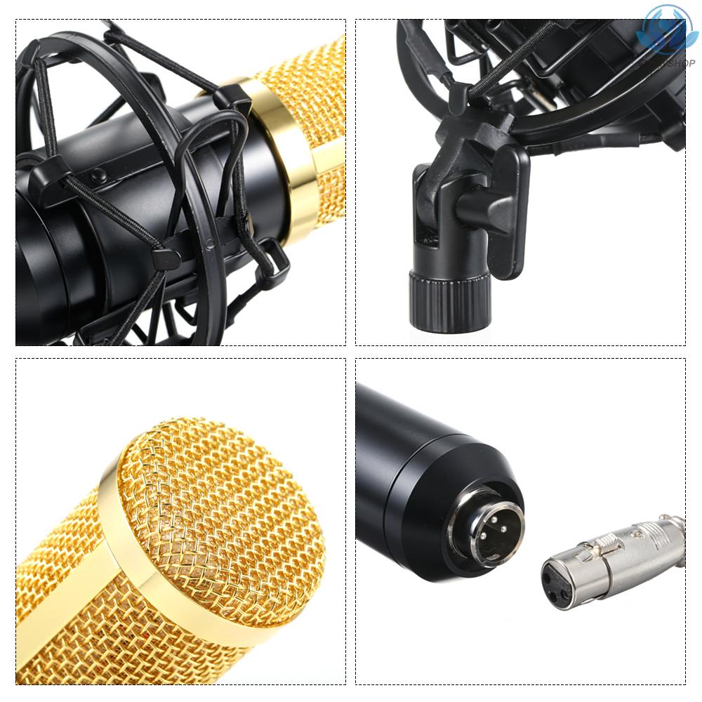 【enew】BM800 Condenser Microphone Lit Pro Audio Studio Recording & Brocasting Adjustable Mic Suspension Scissor Arm Pop Filter