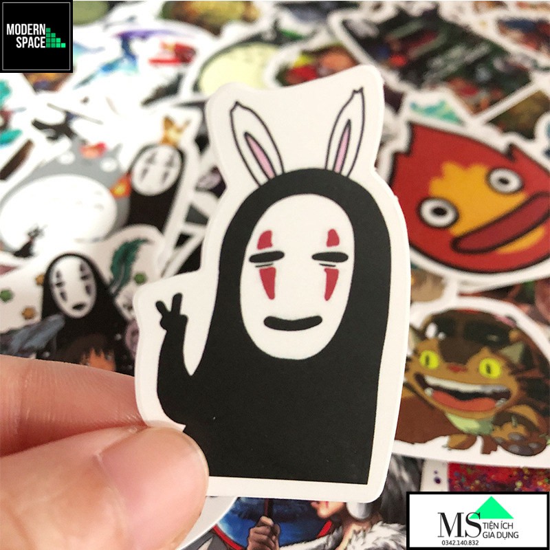 Sticker PVC Totoro ST-139 - Cả bộ 50 Hình dán Chống nước Trang Trí Xe Mũ Vali Laptop Điện thoại