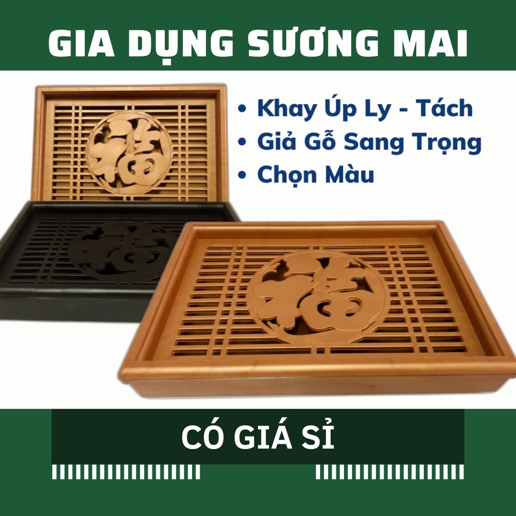 [Giá Sỉ] Khay Úp Ly Ấm Tách Trà Giả Gỗ