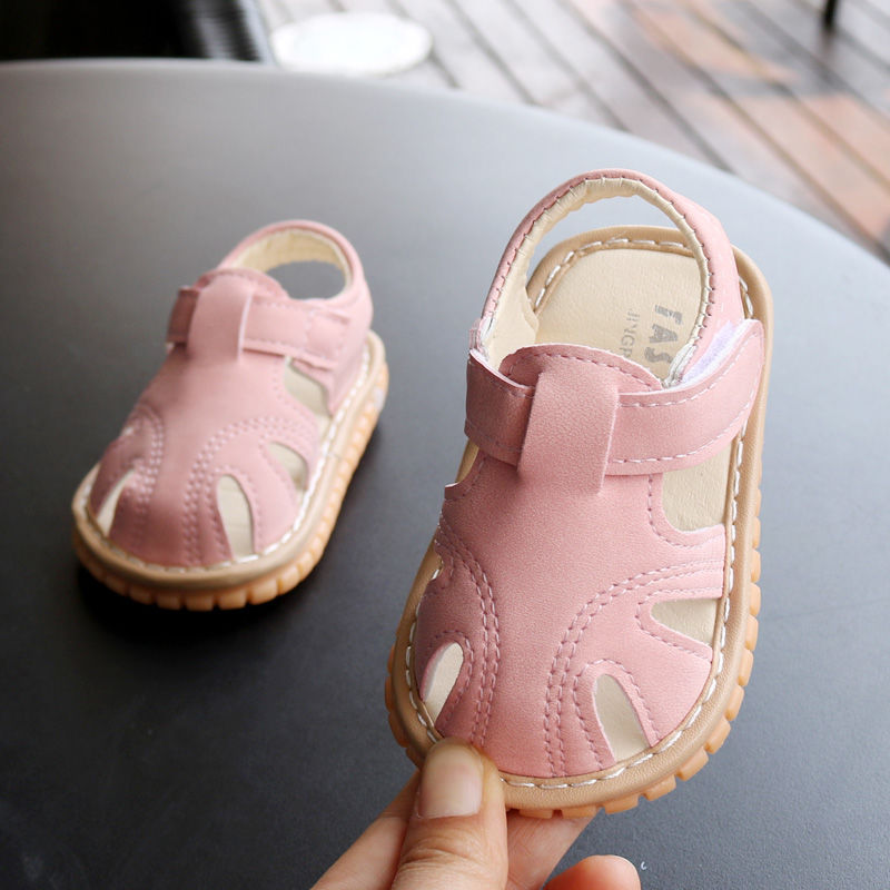 Giày sandal tập đi có kèn cho bé trai, bé gái [0-1 tuổi], chất liệu da cao cấp, thiết kế dễ thương phong cách Poco