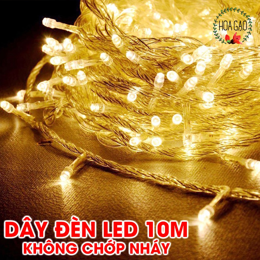 Dây đèn led trang trí phòng ngủ decor noel Tết 10m HOA GẠO GDLK nối dây được, chịu nước LOẠI TỐT không chớp nháy