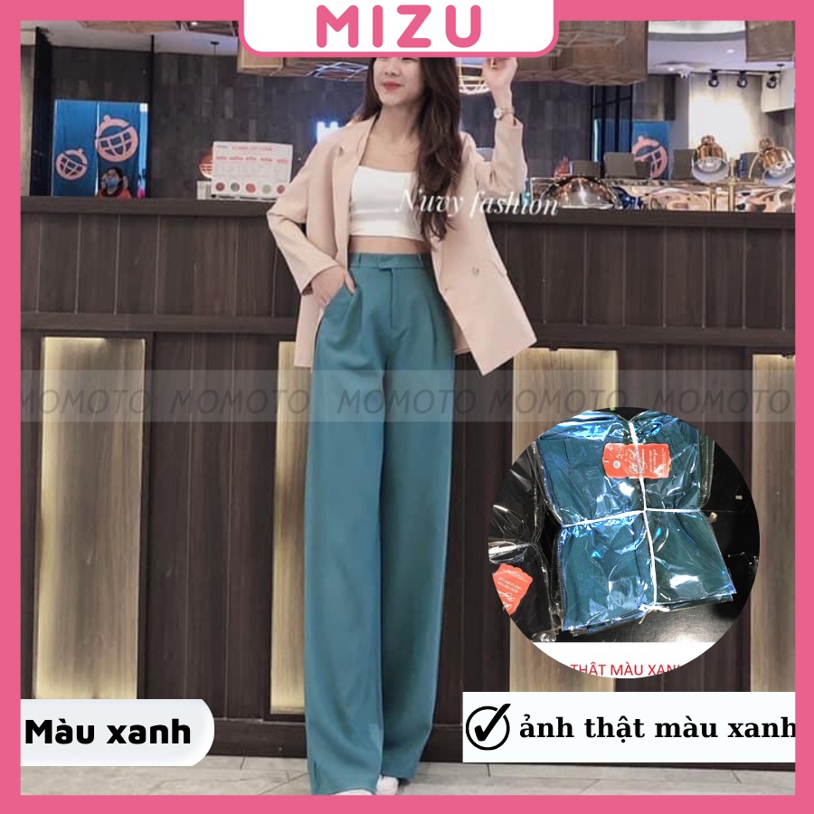 Quần ống rộng suông nữ MIZU lưng cao nhiều màu chất Ruby Hàn dễ phối đồ , Thời Trang Miu Clothing