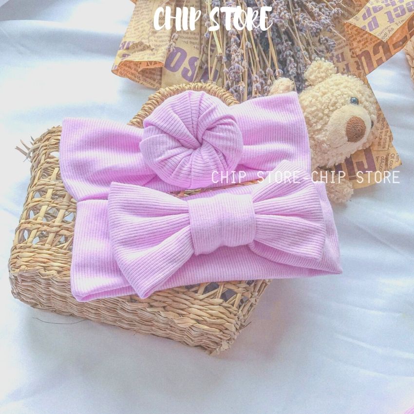 Turban cho bé CHIP STORE Băng đô nơ củ tỏi đáng yêu cho bé gái có size 3 tháng - 1 tuổi