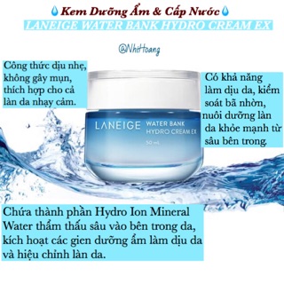 Kem dưỡng ẩm cân bằng dầu WATER BANK HYDRO CREAM EX