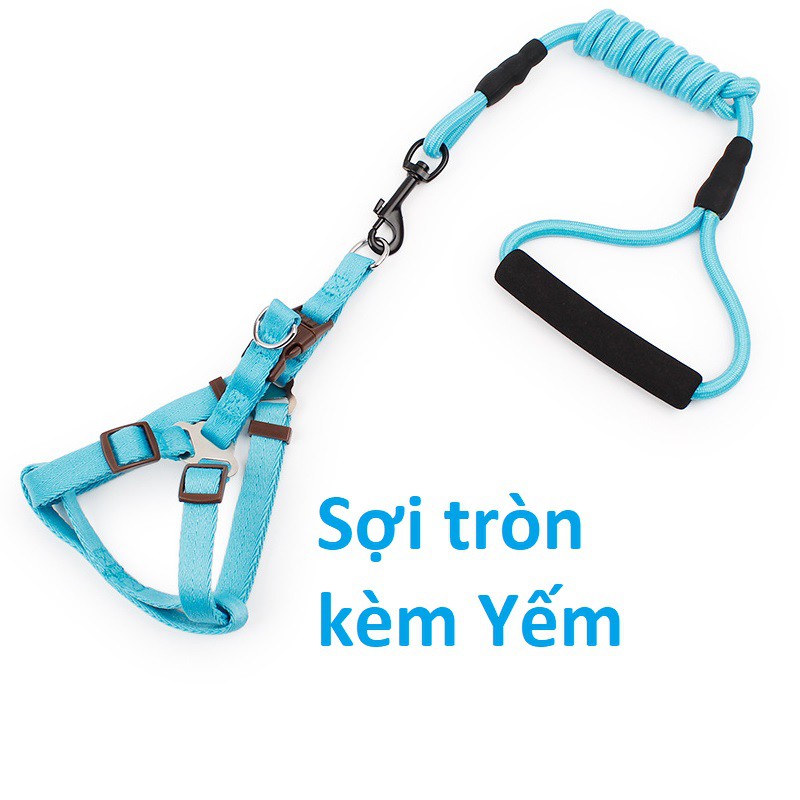 HN - Dây dắt chó mèo loại sợi tròn (2 loại)vải đan bền Kèm yếm ngực hoặc kèm vòng cổ
