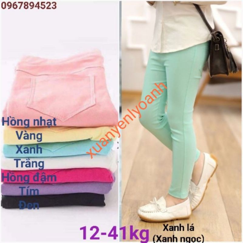 ( bổ sung lô mới liên tục)Quần dài kaki thun legging trơn bé gái size 12-39kg