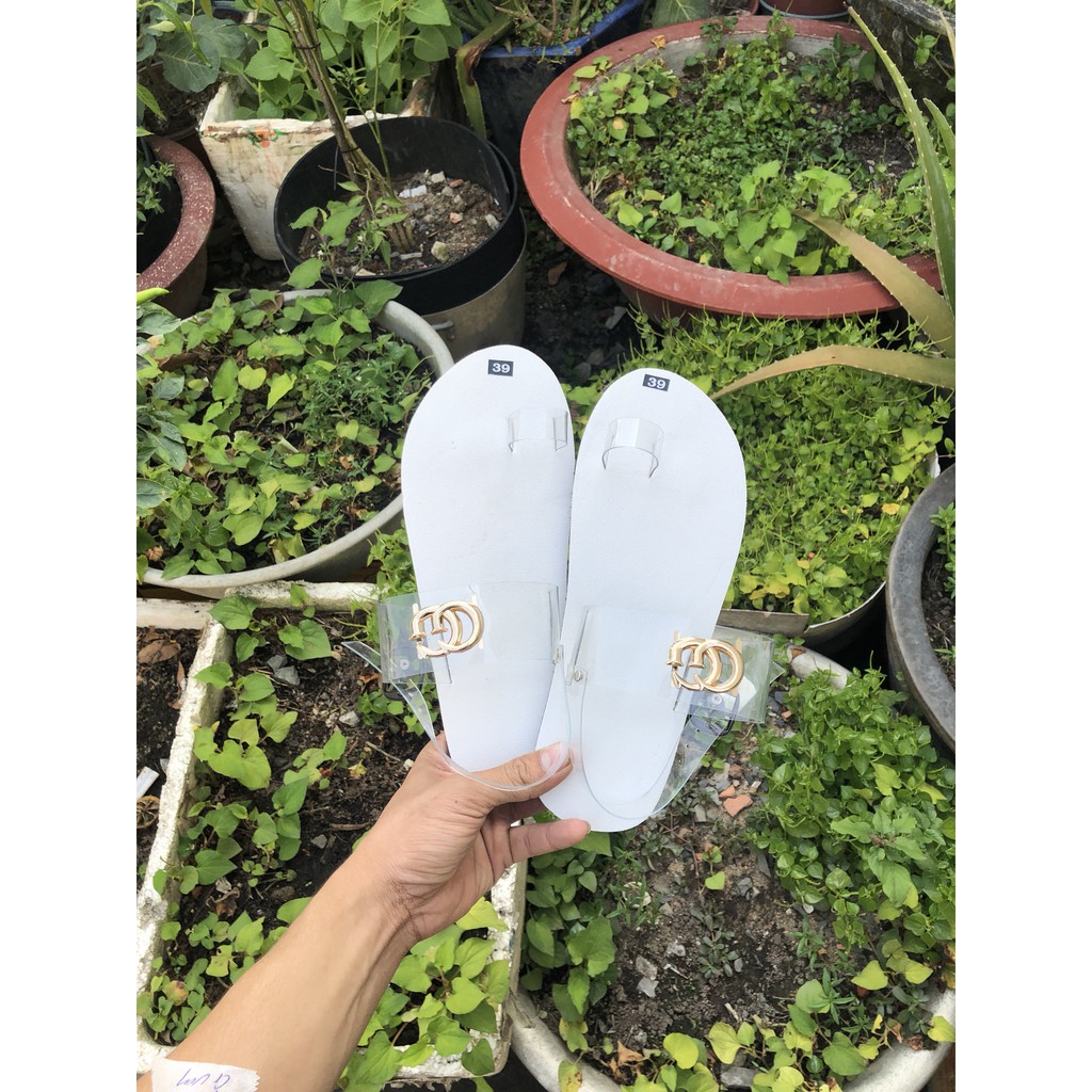 sandal đồng nai dép quai hậu nữ ( đế trắng quai trong suốt ) size từ 34 nữ đến 42 nữ