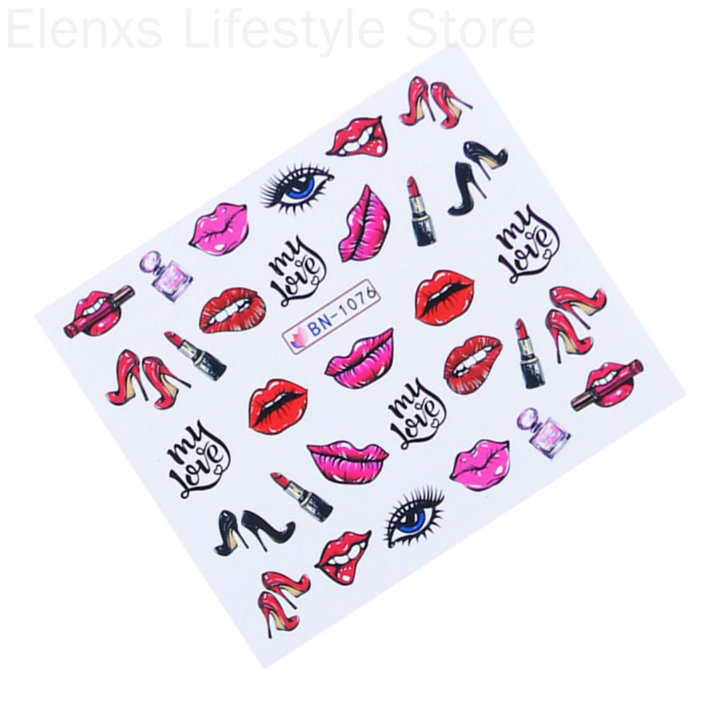 [Hàng mới về] Set 12 tờ nhãn dán trang trí móng tay thời trang cho nữ