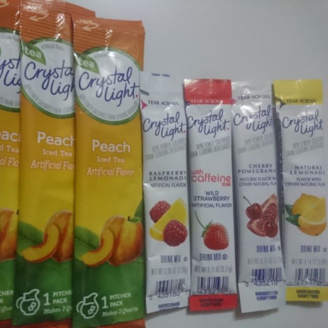 Bột pha nước trái cây crystal light gói nhỏ, crystal light gói lớn các vị như hình