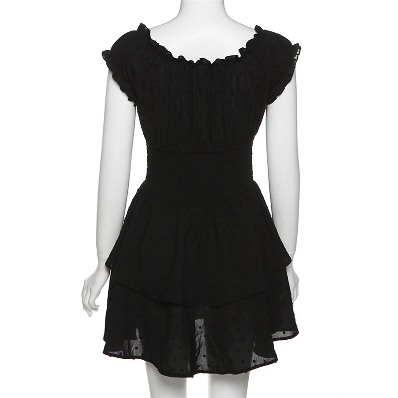 Đầm Trễ Vai Màu Trơn Phối Dây Thắt Thời Trang Sành Điệu Dành Cho Nữ