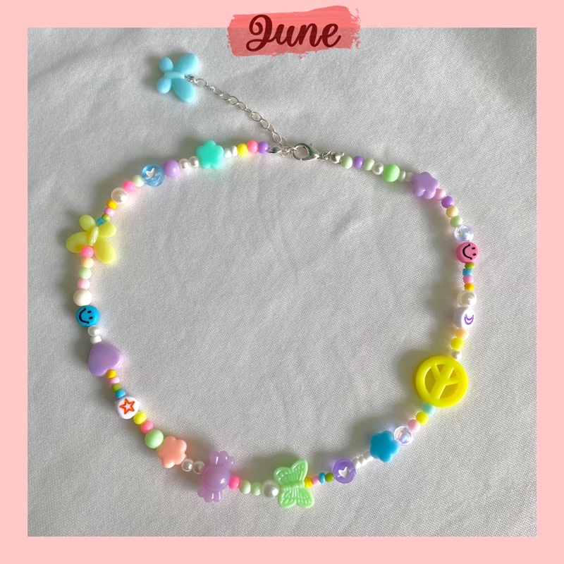 Vòng cổ custum tone hạt pastel