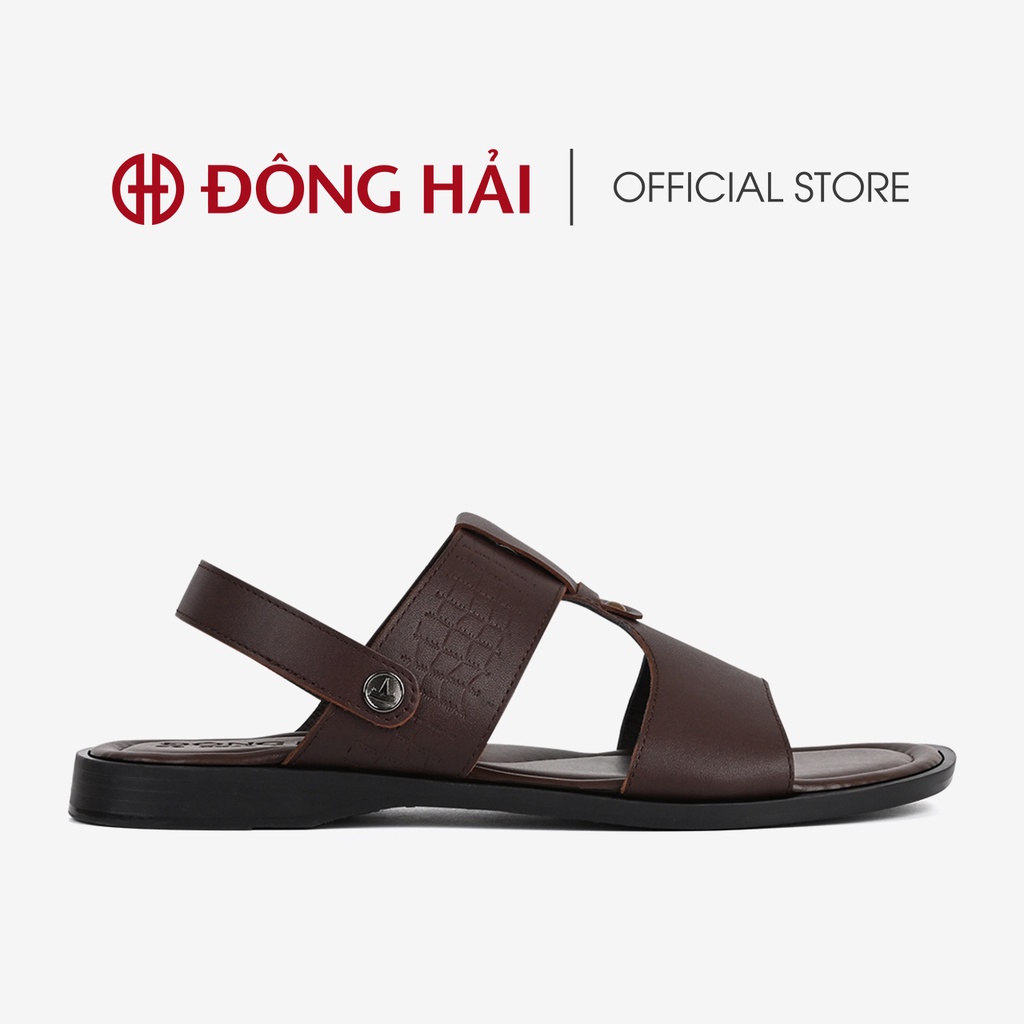 &quot;TẶNG NGAY 30K khi theo dõi gian hàng &quot;Sandal nam Đông Hải da bò cao cấp quai ngang chữ T đế cao su 3cm - S3212