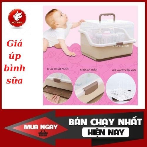 GIÁ ÚP BÌNH SỮA CÓ NẮP ĐẬY - KÈM KẸP TIỆT TRÙNG