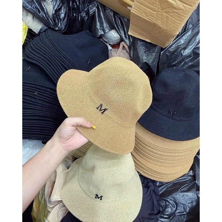 Mũ cói nón bucket chữ M đi biển dã ngoại siêu xinh