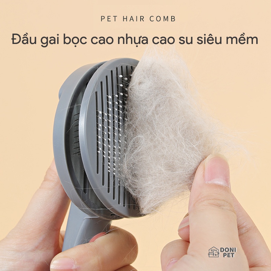 Lược chải lông mèo - Bàn chải lông mèo chó có nút bấm chính hãng CLEAN