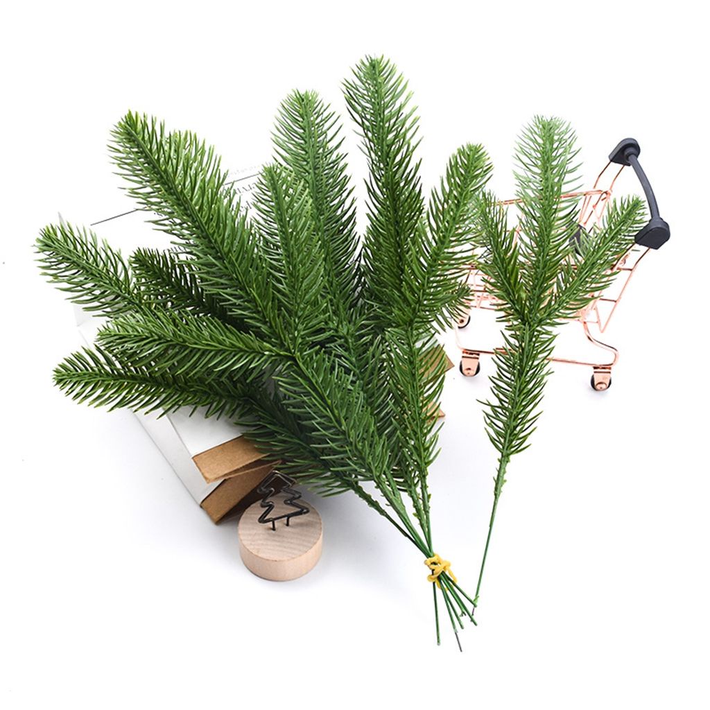 DARON 5/10 pcs/pack Artificial Pine Needles Creative Wreath Accessories Christmas Decorations Evergreen Plants DIY Crafts Beautiful Lifelike Plastic Reuseable Home Decor