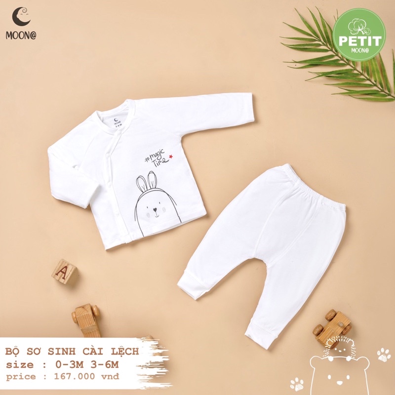 Bộ cài lệch Moon@ vải petit cho bé trai/bé gái