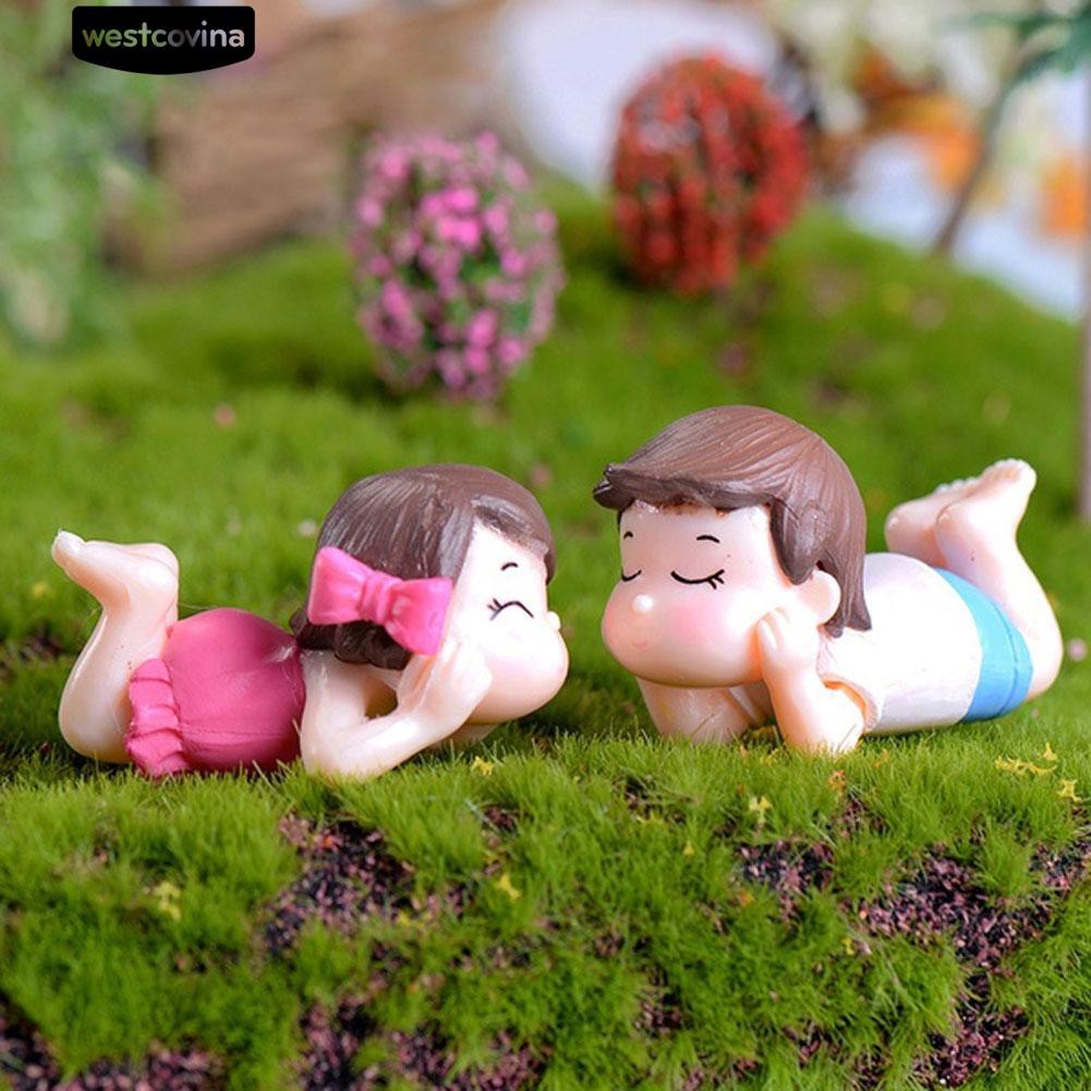 Set 2 Tượng Cặp Đôi Mini Dễ Thương Cho Trang Trí