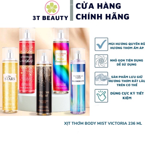 Xịt Thơm Body Mist Victoria's Fleur, Cho cả Nam và Nữ, Mùi Lưu Hương Lâu Ngọt Ngào Tươi Mát 236ml